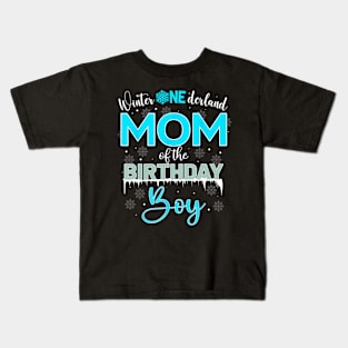 Mom Of The Birthday Boy Winter Onederland Family Kids T-Shirt